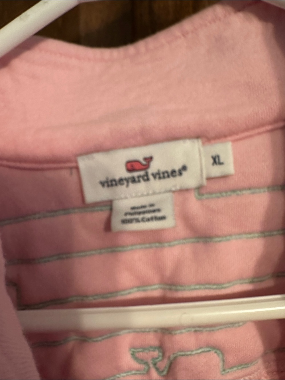 Vineyard Vines Pink & Teal Whale Patch Pullover - Picture 3 of 6